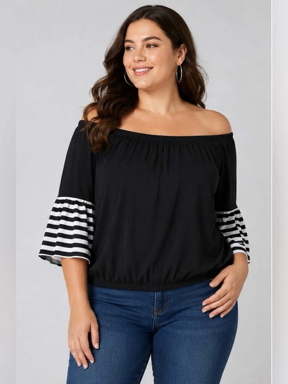 Michael Kors Women's Off-the-Shoulder Bell Sleeve Blouse - Size Large